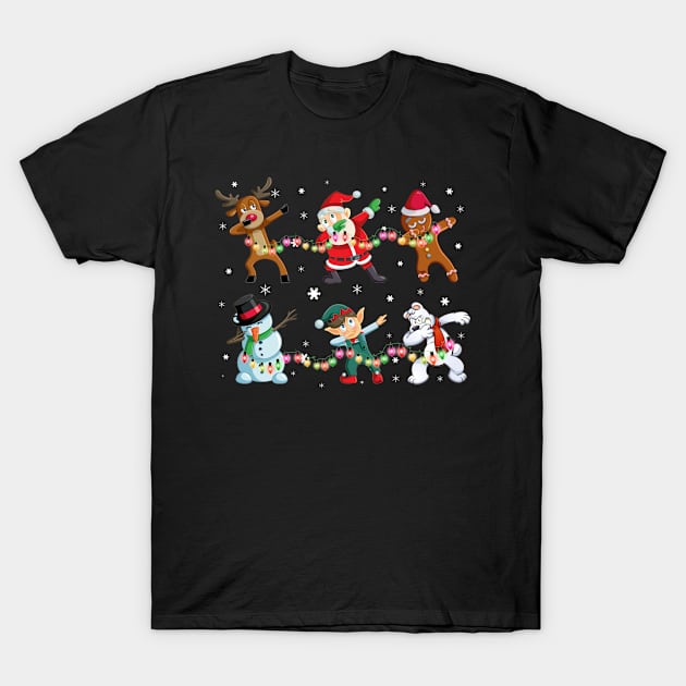 Funny Dabbing Santa and Friends TShirt Christmas Gift T-Shirt by DarkBruhh